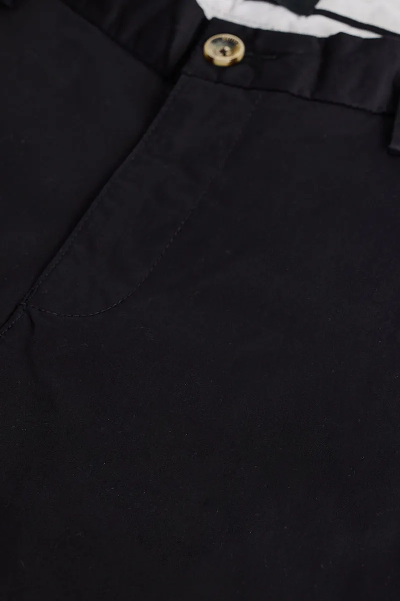 Black Zipper Pocket Slim Fit Chinos