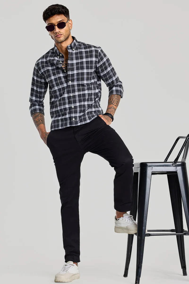 Black Zipper Pocket Slim Fit Chinos