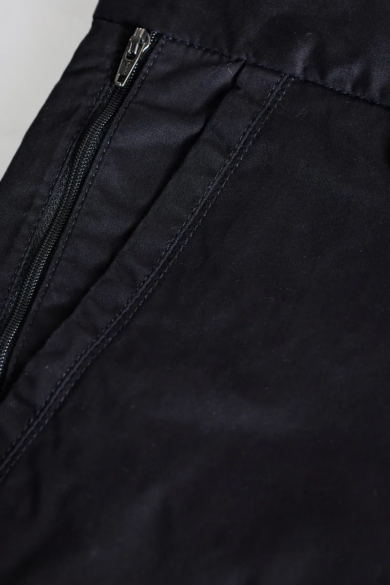 Black Zipper Pocket Slim Fit Chinos