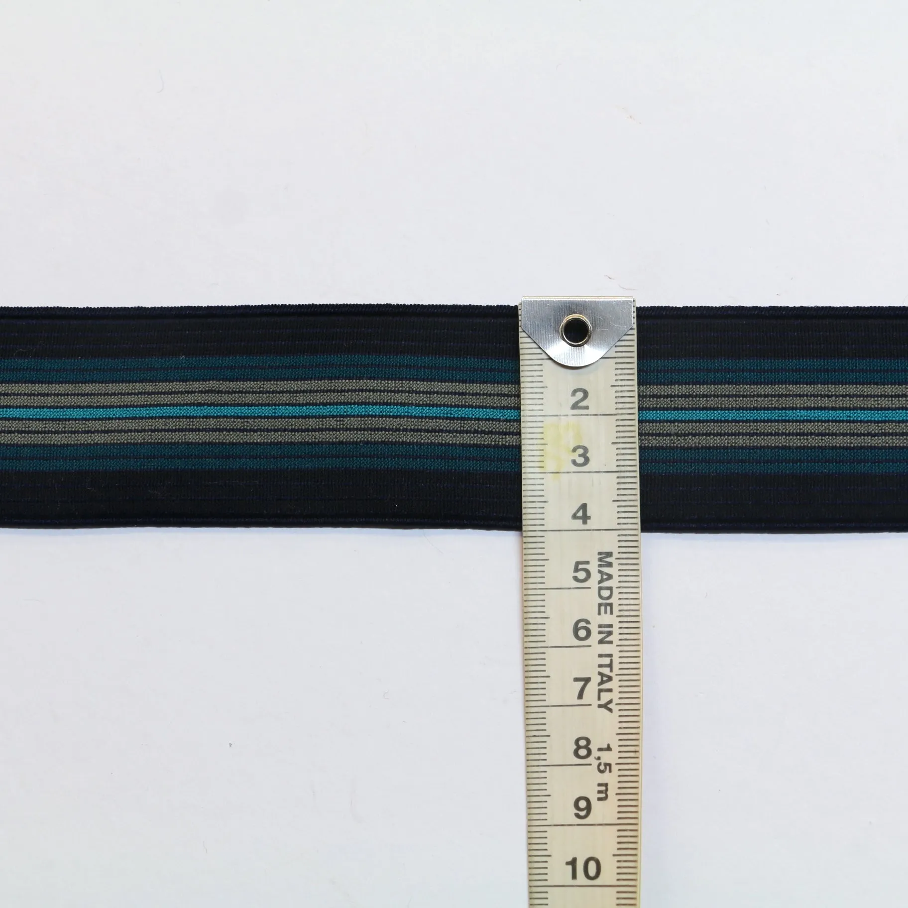 Fancy Elastic (40mm/1 1/2") - Navy/Petrol/Grey/Turquoise