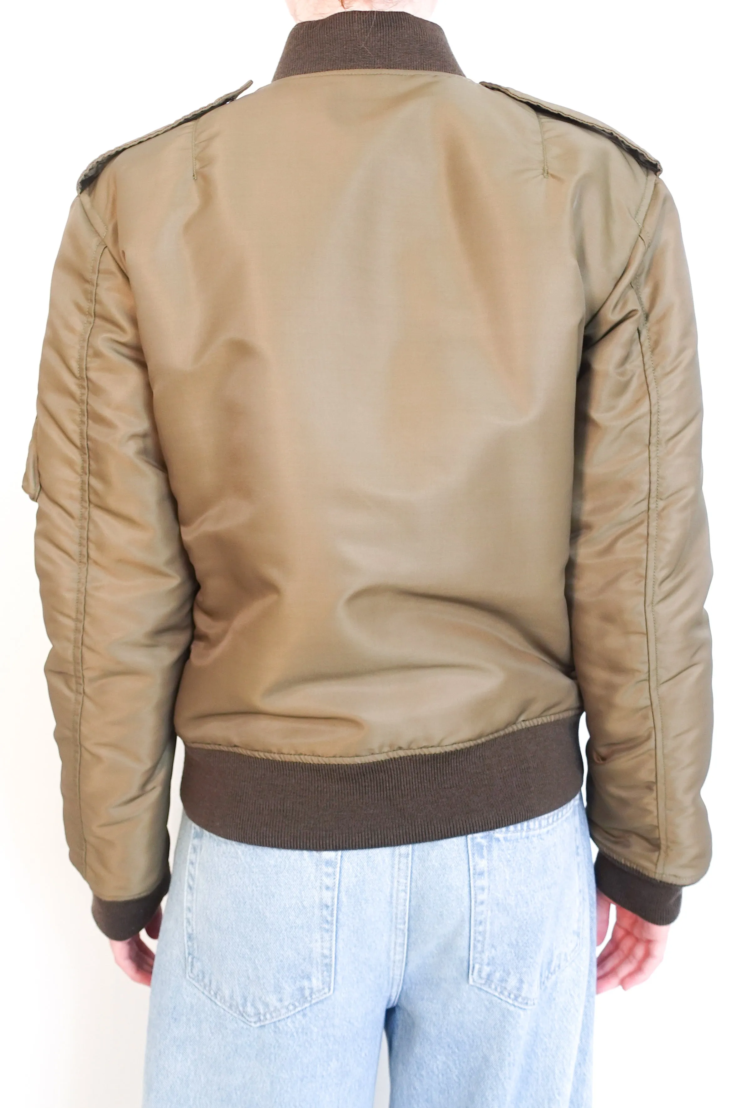 Khaki nylon bomber jacket RRP £2k