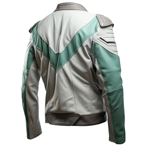 Leather Jets Mens Mint Green Grey Genuine Sheepskin Fashionable Stand Collar Racing Slimfit Sleek Zipper Moto Leather Jacket