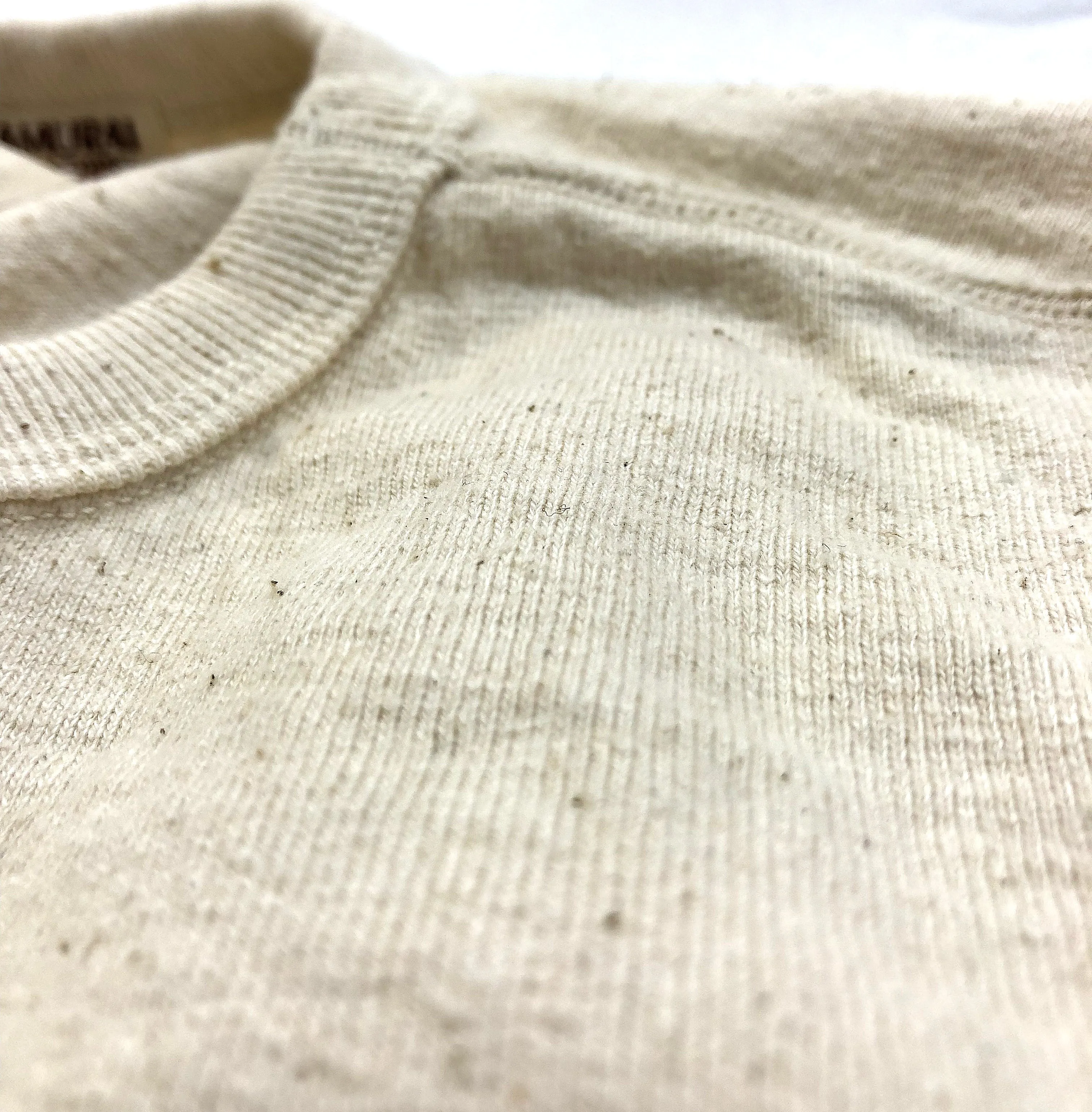 Samurai Jeans Plain T-shirt Men's Super Heavy Short Sleeve Natural Japanese Cotton Crew Slub Tee SJST-SC01 Natural Ecru-Undyed Color